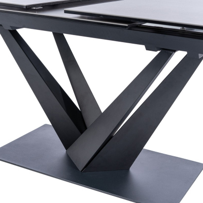 Rozkladací jedálenský stôl GUNAR - šedý mramor / matný čierny
