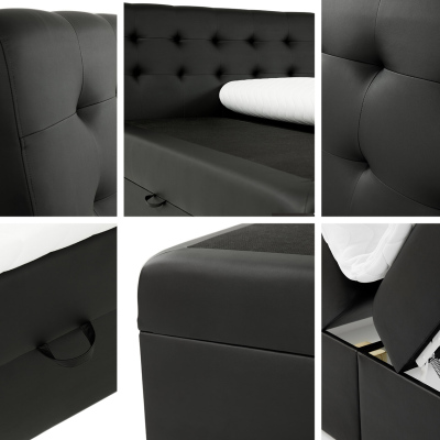 Hotelová manželská posteľ 200x200 LUPE - šedá eko koža + topper ZDARMA
