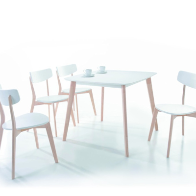 Jedálenský stôl IRVIN - 90x80 biely / dub