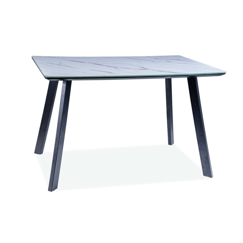 Jedálenský stôl GERLACH - 120x80, biely mramor / matný čierny