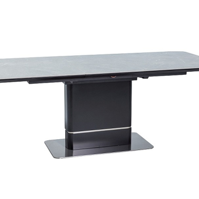 Rozkladací jedálenský stôl OSBORN - šedý mramor / matný čierny