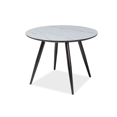 Okrúhly jedálenský stôl THEODOR - 100x100, mramor / čierny