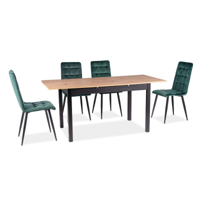 Rozkladací jedálenský stôl STEFAN - 125x75, dub artisan / čierny