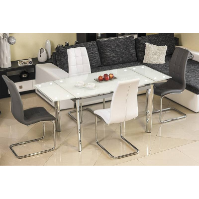 Rozkladací jedálenský stôl IGNACY - 120x80, biely / chróm