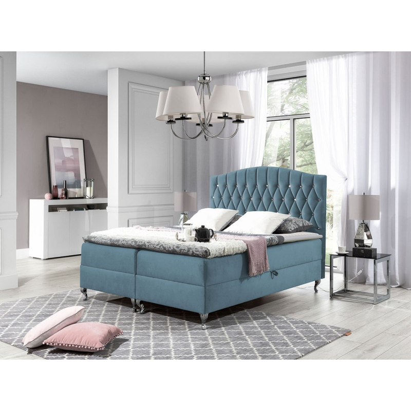 Kontinentálna manželská posteľ 180x200 SALOMON - svetlá modrá + topper ZDARMA
