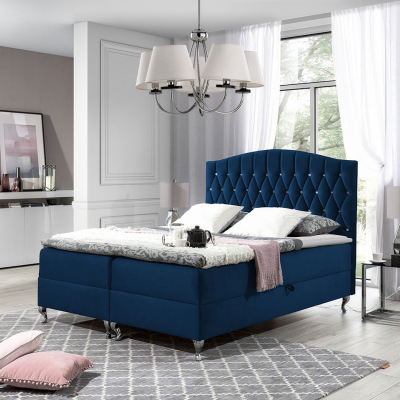 Kontinentálna manželská posteľ 180x200 SALOMON - modrá 2 + topper ZDARMA