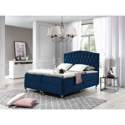 Kontinentálna manželská posteľ 160x200 SALOMON - modrá 2 + topper ZDARMA