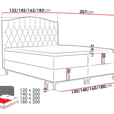Kontinentálna manželská posteľ 140x200 SALOMON - červená + topper ZDARMA