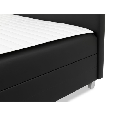 Boxspringová manželská posteľ 180x200 MARIELA - biela ekokoža + topper a LED osvetlenie ZDARMA