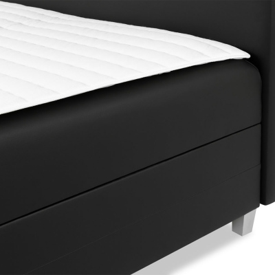 Boxspringová manželská posteľ 180x200 MARIELA - čierna ekokoža + topper a LED osvetlenie ZDARMA
