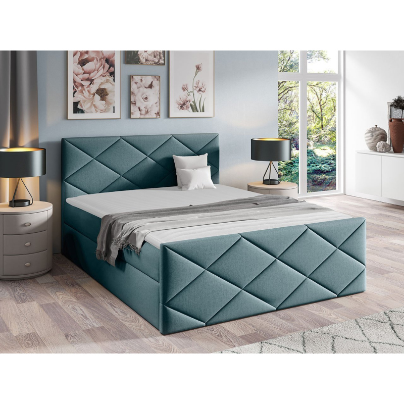 Kontinentálna manželská posteľ 160x200 MATIA - svetlá modrá + topper ZDARMA
