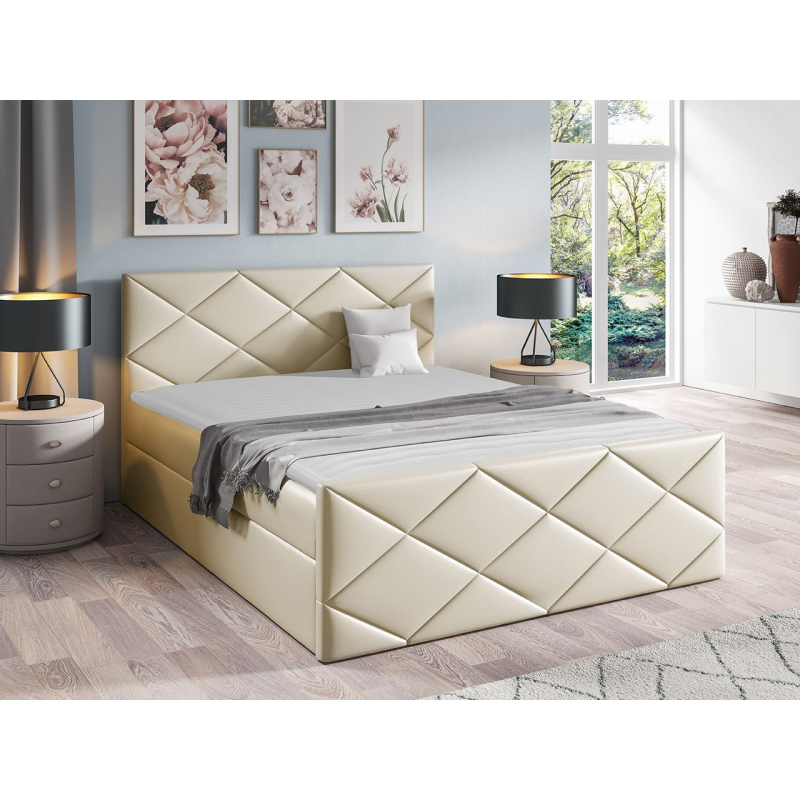 Kontinentálna jednolôžková posteľ 120x200 MATIA - biela ekokoža + topper ZDARMA