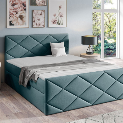 Kontinentálna jednolôžková posteľ 120x200 MATIA - svetlá modrá + topper ZDARMA