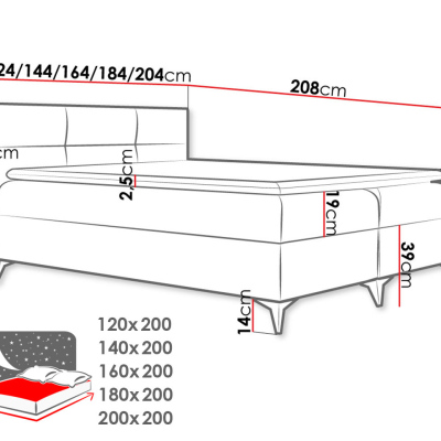 Americká manželská posteľ 200x200 MERCHE - béžová ekokoža + topper ZDARMA