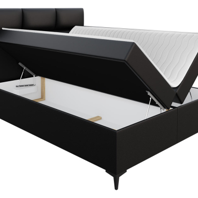 Americká manželská posteľ 200x200 MERCHE - čierna ekokoža + topper ZDARMA