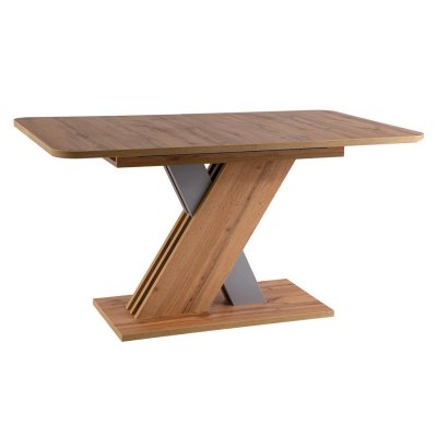 Rozkladací jedálenský stôl NICASIO - dub wotan / strieborný