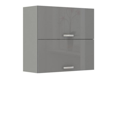 Kuchyňa do paneláku 180/180 cm RUOLAN 3 - šedá / lesklá červená + príborník a pracovná doska ZDARMA