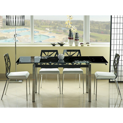 Rozkladací jedálenský stôl IZYDOR - 110x74, čierny / chróm