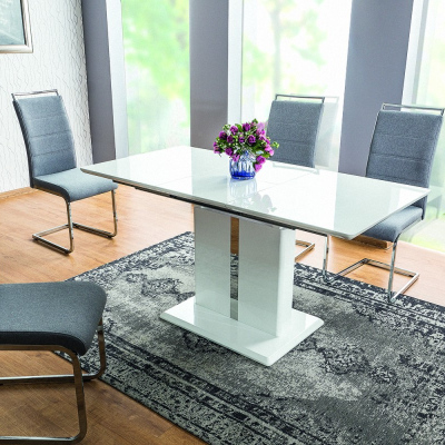 Rozkladací jedálenský stôl TIGRAN - 110x75, lesklý biely