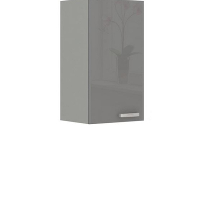 Paneláková kuchyňa 180/180 cm GENJI 3 - lesklá biela / šedá + LED a príborník ZDARMA
