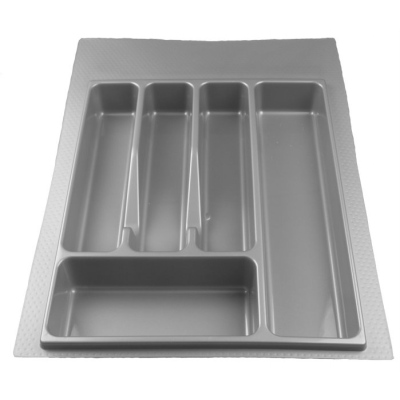 Paneláková kuchyňa 180/180 cm GENJI 3 - lesklá biela / šedá + pracovná doska, drez a príborník ZDARMA