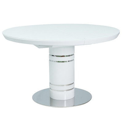 Rozkladací jedálenský stôl DAIMON - lesklý biely