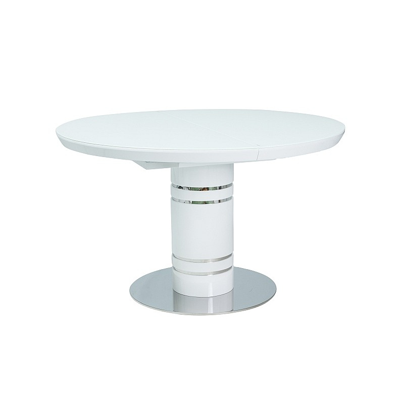 Rozkladací jedálenský stôl DAIMON - lesklý biely
