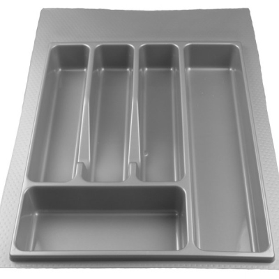 Paneláková kuchyňa 180/180 cm SHAN 3 - šedá / lesklá krémová + drez a príborník ZDARMA