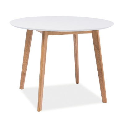 Okrúhly jedálenský stôl RYSZARD - 100x100, biely / dub
