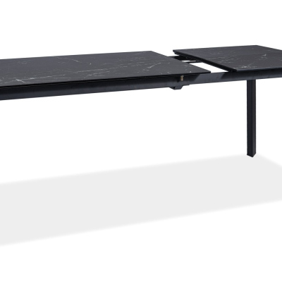 Rozkladací jedálenský stôl RADMIL - 120x80, čierny mramor / čierny