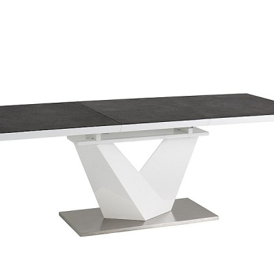 Rozkladací jedálenský stôl BENJAMIN 2 - 120x80, čierny kameň / biely