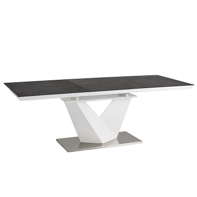 Rozkladací jedálenský stôl BENJAMIN 2 - 120x80, čierny kameň / biely
