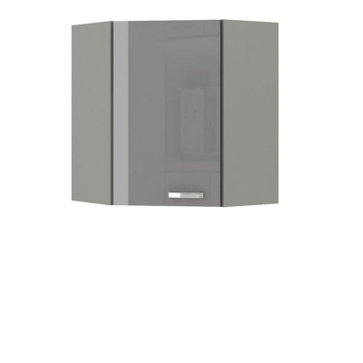 Rohová kuchyňa 263/253 cm SHAN 1 - šedá / lesklá krémová + LED, drez, príborník a pracovná doska ZDARMA