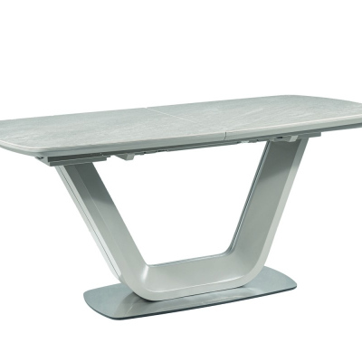 Rozkladací jedálenský stôl MARVIN - 160x90, šedý mramor / šedý