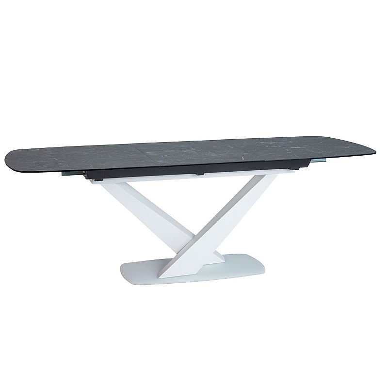 Rozkladací jedálenský stôl DASTAN 2 - 160x90, čierny mramor / matný biely
