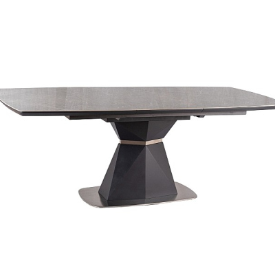 Rozkladací jedálenský stôl EFE - 160x90, šedý mramor, matný antracit