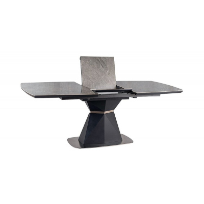 Rozkladací jedálenský stôl EFE - 160x90, šedý mramor, matný antracit