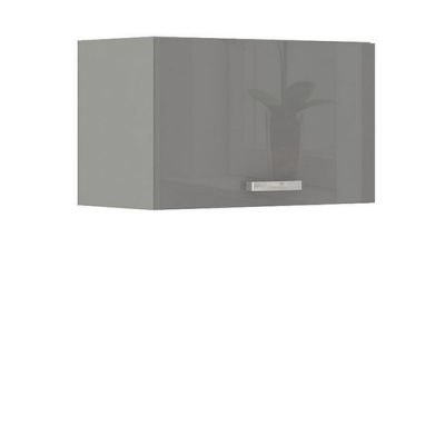 Paneláková kuchyňa 180/180 cm GENJI 2 - lesklá biela / šedá + LED, drez a príborník ZDARMA