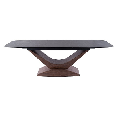 Rozkladací jedálenský stôl OHAN - 180x95, šedý mramor / orech