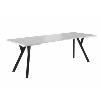 Rozkladací jedálenský stôl TATE - 90x90, matný biely / čierny