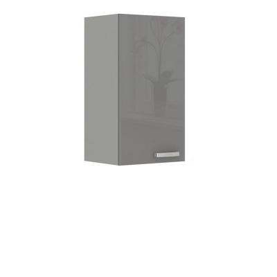 Kuchyňa do paneláku 180/180 cm SHAN 2 - šedá / lesklá krémová + LED, príborník a pracovná doska ZDARMA