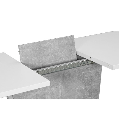 Rozkladací jedálenský stôl JAMIN - 120x80, betón / matný biely
