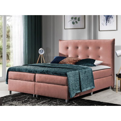 Manželská čalúnená posteľ 180x200 RUFA - ružová + topper ZDARMA