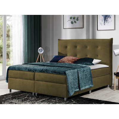 Manželská čalúnená posteľ 160x200 RUFA - olivová + topper ZDARMA