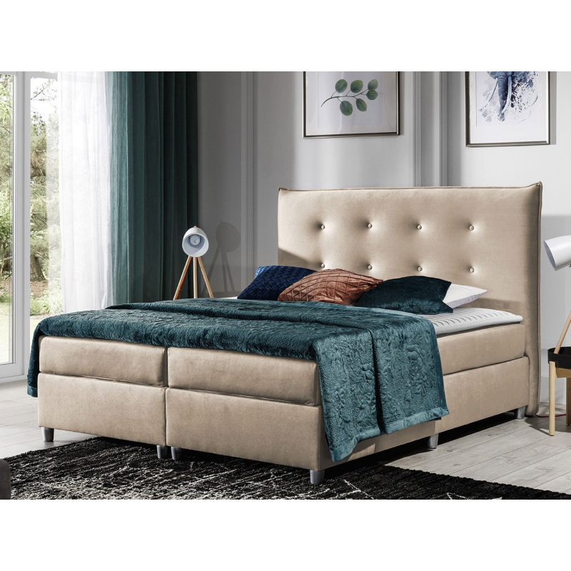 Manželská čalúnená posteľ 140x200 RUFA - béžová + topper ZDARMA