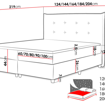 Manželská čalúnená posteľ 180x200 RUFA - šedá + topper ZDARMA