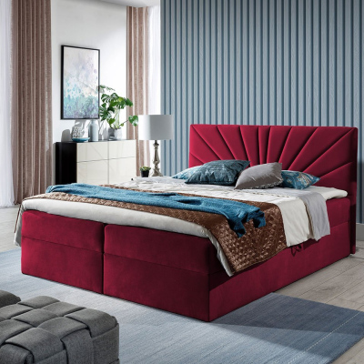 Boxspringová manželská posteľ 180x200 TOMASA 4 - červená + topper ZDARMA