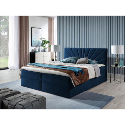 Boxspringová manželská posteľ 140x200 TOMASA 4 - modrá + topper ZDARMA