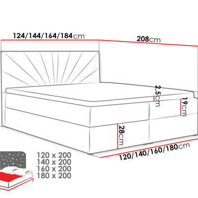 Boxspringová manželská posteľ 180x200 TOMASA 4 - ružová + topper ZDARMA