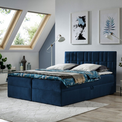 Americká manželská posteľ 160x200 TOMASA 3 - modrá + topper ZDARMA